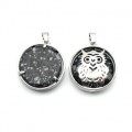 Кулон Сова 27*27мм с обсидианом снежным (имитация)