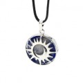 Кулон Солнце двусторонняя в металле с содалитом 27*27мм
