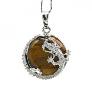 Кулон Дракон 24*24мм с тигровым глазом