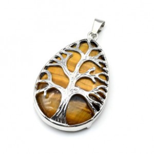 Кулон Дерево на капле 25*36мм с тигровым глазом