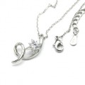 Кулон Завиток 10*21мм с фианитом на цепочке, цвет серебристый (иск.)