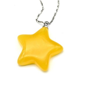 Кулон Звезда из янтаря 20*20мм цвет карамельный (иск.)