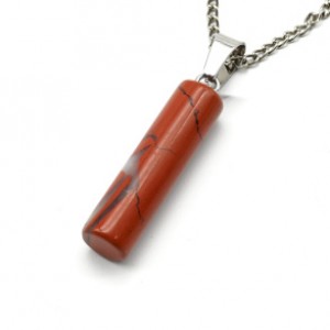 Кулон цилиндр 8*28мм из яшмы красной
