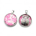 Кулон Сова 27*27мм с полимером цвет розовый (иск.)