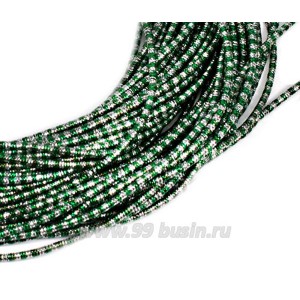 Канитель FANCY 1,5 мм гладкая упругая, цвет green/silver (зеленый/серебристый) 5 граммов (около 1,5 метров)