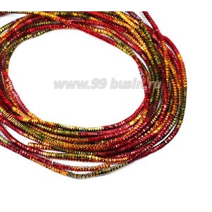 Трунцал (витая канитель) 1,5 мм, цвет меланж MN-28 пр-во Индия, упаковка 5 грамм (разные отрезки, общая длина около 2,3 метров)