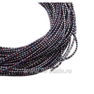 Канитель FANCY 1,5 мм гладкая упругая, цвет silver/red (серебро/красный/голубой) 5 граммов (около 1,5 метров)