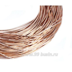 Канитель мягкая глянцевая 1 мм, цвет MD-07 розовое золото, пр-во Индия, упаковка 5 граммов (разные отрезки, общая длина около 2,6 метра)