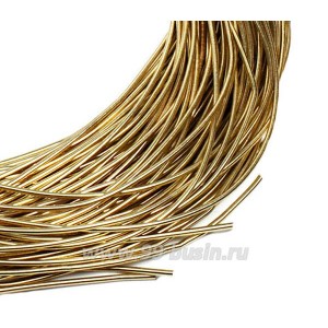 Канитель мягкая глянцевая 1 мм, цвет MD-08 золотой бархат, пр-во Индия, упаковка 5 граммов (разные отрезки, общая длина около 2,6 метра)
