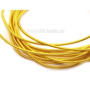 Канитель гладкая жесткая 1,2 мм,MS-03 цвет медовое золото, пр-во Индия, упаковка 5 грамм (разные отрезки, общая длина около 76 см)