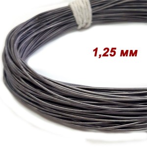 Канитель жесткая 1 мм, цвет Графит с патиной, пр-во Индия, упаковка 5 грамм (разные отрезки, общая длина около 1,2 м)