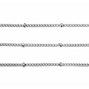 Цепочка нержавеющая сталь (stainless steel) гнутое звено 2,5*2 мм с декоративными шариками, 3 мм / 1 метр/упаковка
