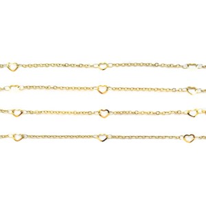 Цепочка нержавеющая сталь (stainless steel) звено 2,5*2 мм с сердечками 5*6 мм, цвет золото, 1 метр/упаковка