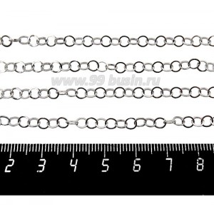 Цепочка "Колечки" нержавеющая сталь (stainless steel) запаянные звенья диаметр 4 мм, 1 метр/упаковка