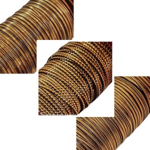 Бить рифлёная ассорти 3 вида по 4 метра, бронза (3 шт.), размер 1,5-2 мм в пластиковой баночке, Индия