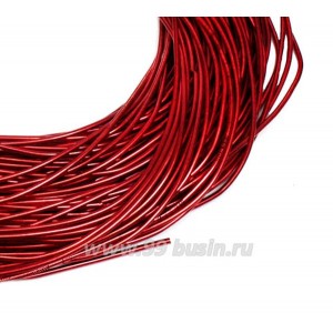 Канитель мягкая глянцевая 1 мм, цвет MD-10 красный, пр-во Индия, упаковка 5 граммов (разные отрезки, общая длина около 2,6 метра)