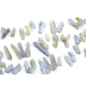 Бусины на увеличение из агата голубого (сапфирин) срез 15*45мм, 39см, 20 бусин