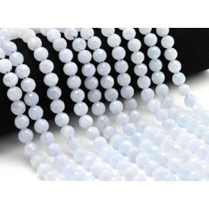 Бусины из кальцита шарик гр.8мм, цвет аквамарин, 39см, 50 бусин