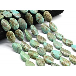 Бусины из бирюзы (имитация) овал витой 20*30мм, 39см, 13 бусин Бусины из бирюзы (имитация) овал витой 20*30мм, 39см, 13 бусин