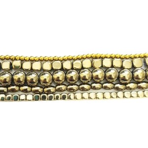 Набор гематита "Золотой рассвет v.2.0" 5 нитей разной формы (около 40 см каждая), оттенки золота и бронзы Набор гематита "Золотой рассвет v.2.0" 5 нитей разной формы (около 40 см каждая), оттенки золота и бронзы