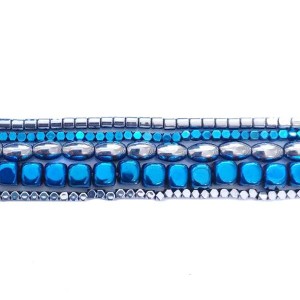 Набор гематита "Синий иней" 5 нитей разной формы (около 40 см каждая), цвет серебро/синий Набор гематита "Синий иней" 5 нитей разной формы (около 40 см каждая), цвет серебро/синий