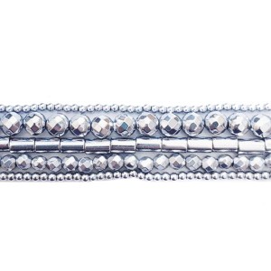 Набор гематита "Серебро v.2.0" 5 нитей разной формы (около 40 см каждая), цвет серебро Набор гематита "Серебро v.2.0" 5 нитей разной формы (около 40 см каждая), цвет серебро