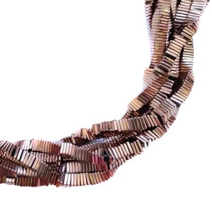 Натуральный камень ГЕМАТИТ бусина Квадратик 4*4*1 мм, блестящий, цвет шоколад, около 20 см/нить