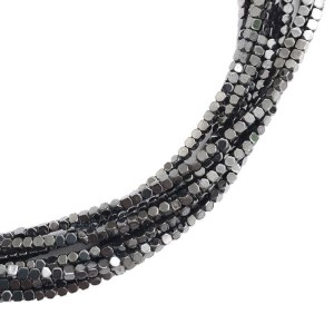 Натуральный камень ГЕМАТИТ кубик со срезанными гранями 1,5*1,5 мм, цвет натуральный, 40 см/нить
