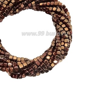 Натуральный камень ГЕМАТИТ кубик 4*4 мм, цвет шоколад, 40 см/нить