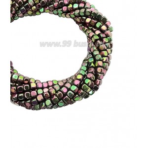 Натуральный камень ГЕМАТИТ кубик 4*4 мм, цвет розово-зеленый, 40 см/нить