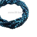 Натуральный камень ГЕМАТИТ кубик 4*4 мм, цвет синий, 40 см/нить