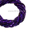 Натуральный камень ГЕМАТИТ кубик 4*4 мм, цвет фиолетовый, 40 см/нить