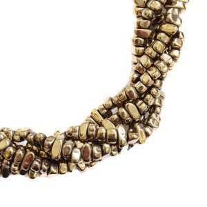 Натуральный камень ГЕМАТИТ Галька 6-9*3-4 мм, цвет бронза, 40 см/нить