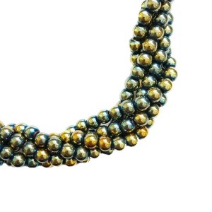 Натуральный камень ГЕМАТИТ бусина круглая 6 мм, цвет оливково-синий, 40 см/нить