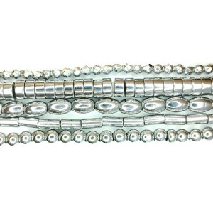 Набор гематита "Просто и со вкусом" 5 нитей разной формы (около 40 см каждая), цвет серебро