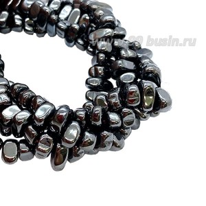 Натуральный камень ГЕМАТИТ Галька 6-9*3-4 мм, цвет натуральный, 40 см/нить