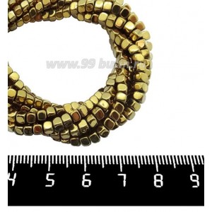 Натуральный камень ГЕМАТИТ кубик 3*3 мм, цвет античное золото, 40 см/нить Натуральный камень ГЕМАТИТ кубик 3*3 мм, цвет античное золото, 40 см/нить