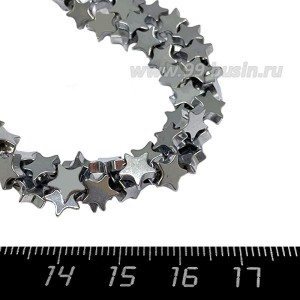 Натуральный камень ГЕМАТИТ бусина плоская Звездочка 6,5*2 мм, блестящий, цвет серебро, ОКОЛО 18 СМ/НИТЬ Натуральный камень ГЕМАТИТ бусина плоская Звездочка 6,5*2 мм, блестящий, цвет серебро, ОКОЛО 18 СМ/НИТЬ
