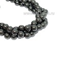 Натуральный камень ГЕМАТИТ бусины круглые 4 мм блестящие, цвет натуральный, около 39 см/нить
