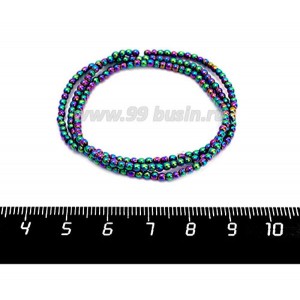 Натуральный камень ГЕМАТИТ бусины круглые 2 мм, цвет мультиколор, 40 см/нить