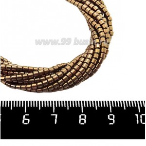 Натуральный камень ГЕМАТИТ маленький цилиндрик 2*2 мм, цвет шоколад, 40 см/нить