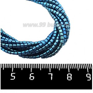 Натуральный камень ГЕМАТИТ маленький цилиндрик 2*2 мм, цвет синий, 40 см/нить