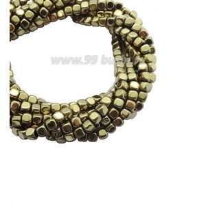 Натуральный камень ГЕМАТИТ кубик 3*3 мм, цвет бронза, 40 см/нить