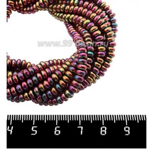 Натуральный камень ГЕМАТИТ рондель 4*2 мм, цвет золотисто-лиловый мультиколор, 40 см/нить Натуральный камень ГЕМАТИТ рондель 4*2 мм, цвет золотисто-лиловый мультиколор, 40 см/нить