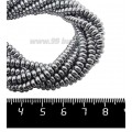 Натуральный камень ГЕМАТИТ рондель 4*2 мм, цвет серебристый, 40 см/нить