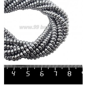 Натуральный камень ГЕМАТИТ рондель 4*2 мм, цвет серебристый, 40 см/нить Натуральный камень ГЕМАТИТ рондель 4*2 мм, цвет серебристый, 40 см/нить