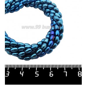 Натуральный камень ГЕМАТИТ рис 5*3 мм, цвет синий, 40 см/нить