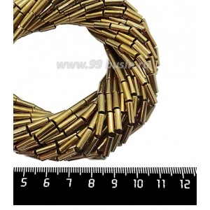 Натуральный камень ГЕМАТИТ форма Столбик 9*3 мм, покрытие золото, около 40 см/нить