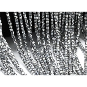 Бусины из гематита кубик 2мм цвет серебристый, 36см, 140 бусин