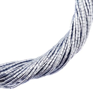 Натуральный камень ГЕМАТИТ форма Столбик 2*1,5 мм, цвет серебро, около 40 см/нить